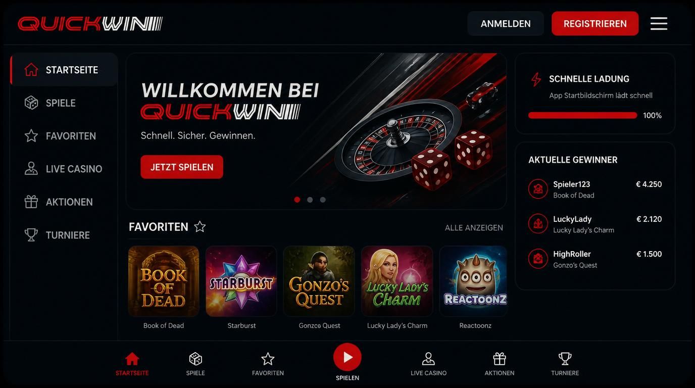  App lädt schnell, flüssige Screens und Sichtbarkeit der Favoriten und Spiele. 
