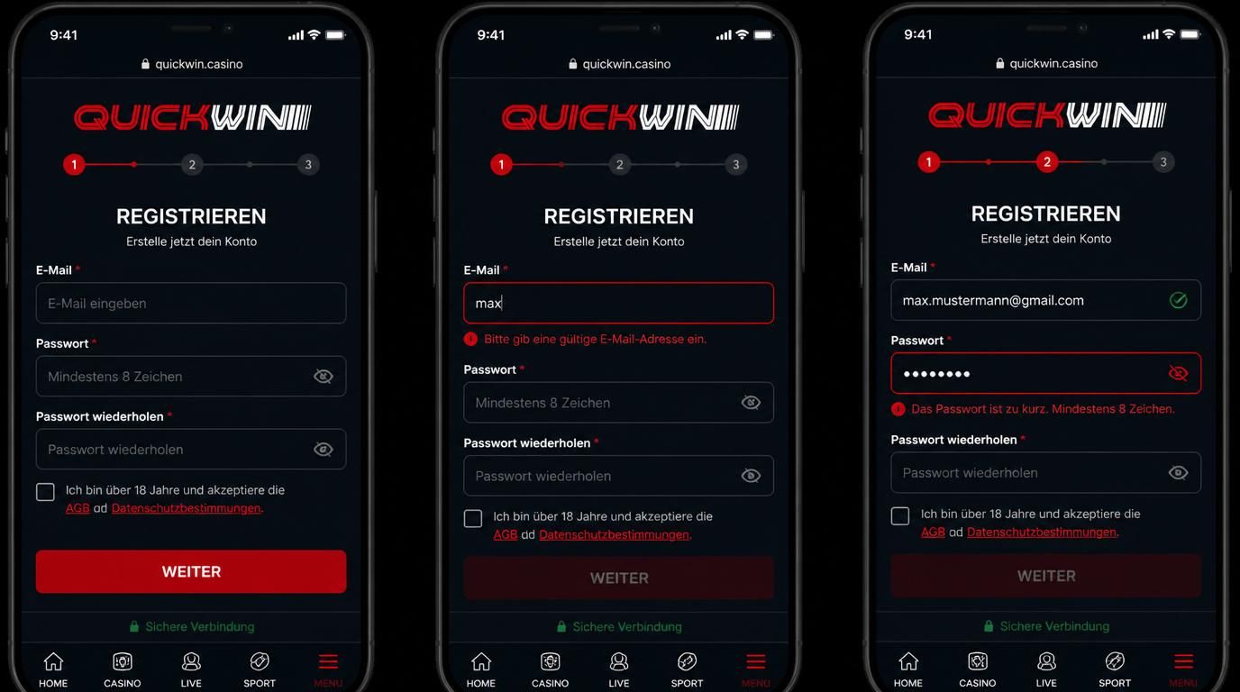 Registrierungsprozess mobil, klar &amp, flüssig.